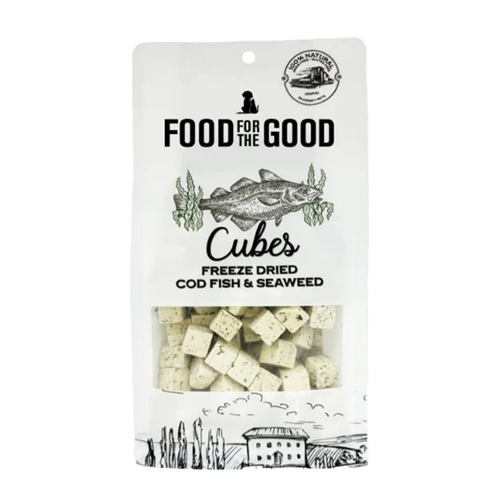 Food For The Good Freeze Dried Codfish And Seaweed Cubes Cat And Dog Treats 70g