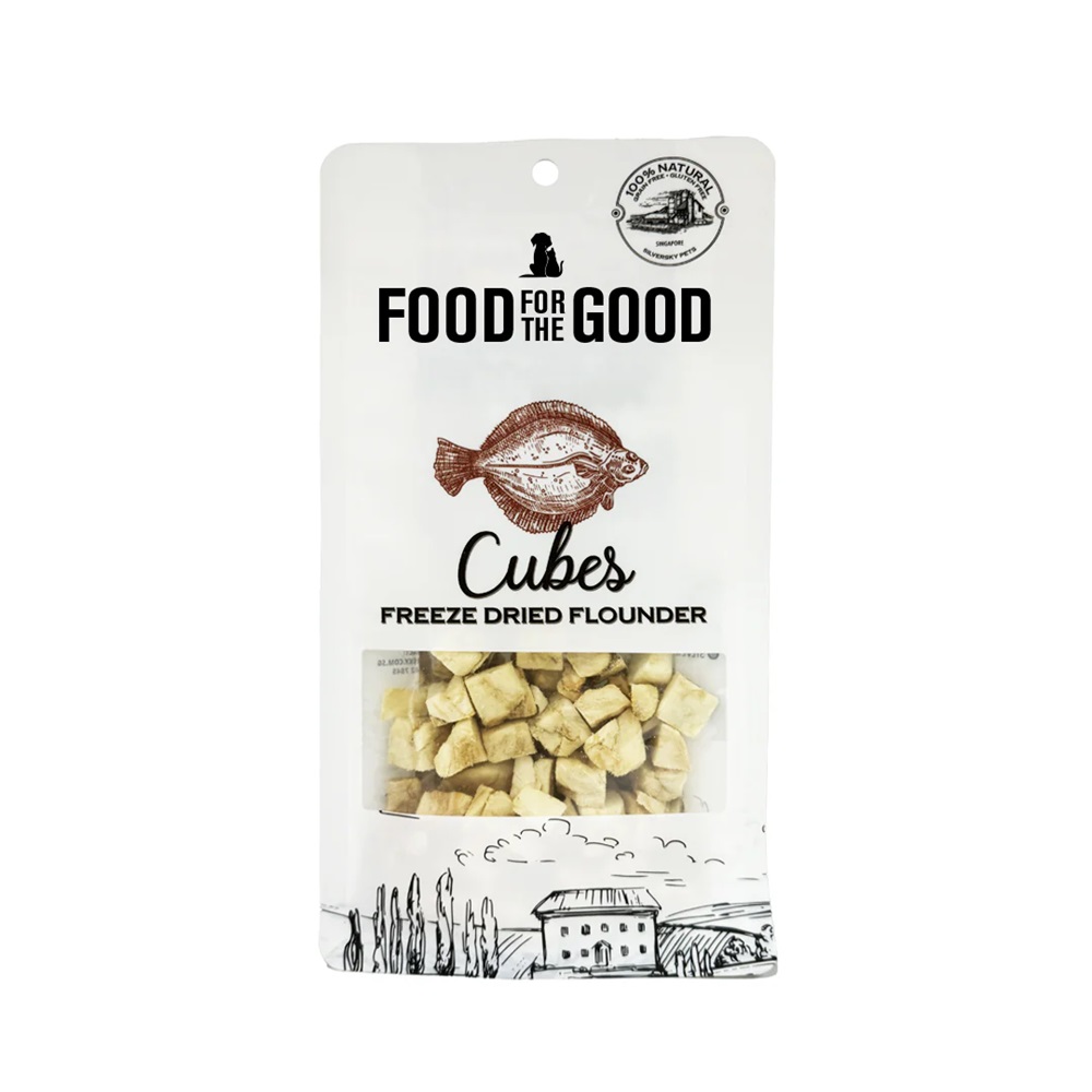 Food For The Good Freeze Dried Flounder Cubes Cat And Dog Treats 40g