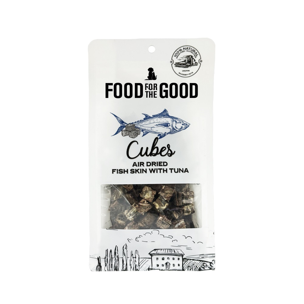 Food For The Good Air Dried Salmon And Fish Skin Cubes Cat And Dog Treats 120g