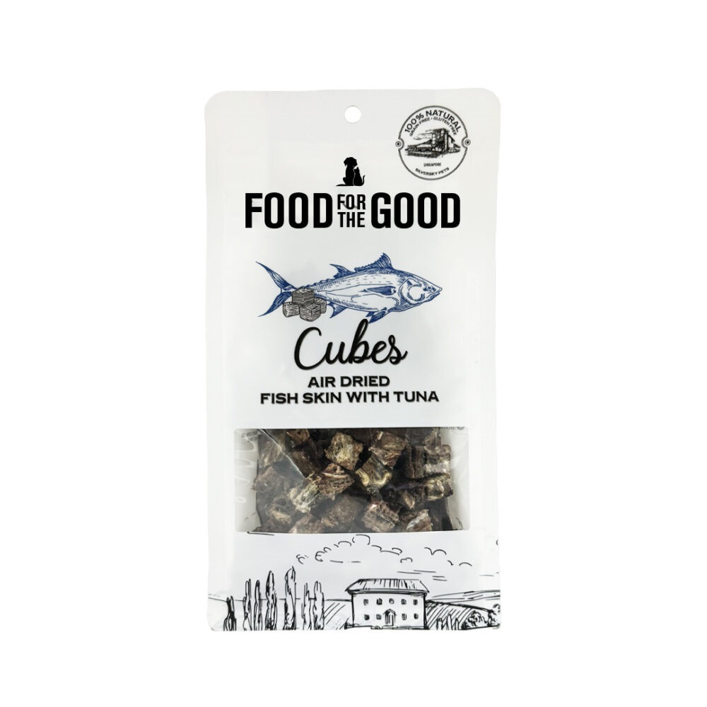 Food For The Good Air Dried Tuna And Fish Skin Cubes Cat And Dog Treats 120g