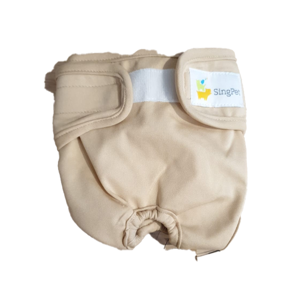 Reusable Female Dog Diapers - S Beige